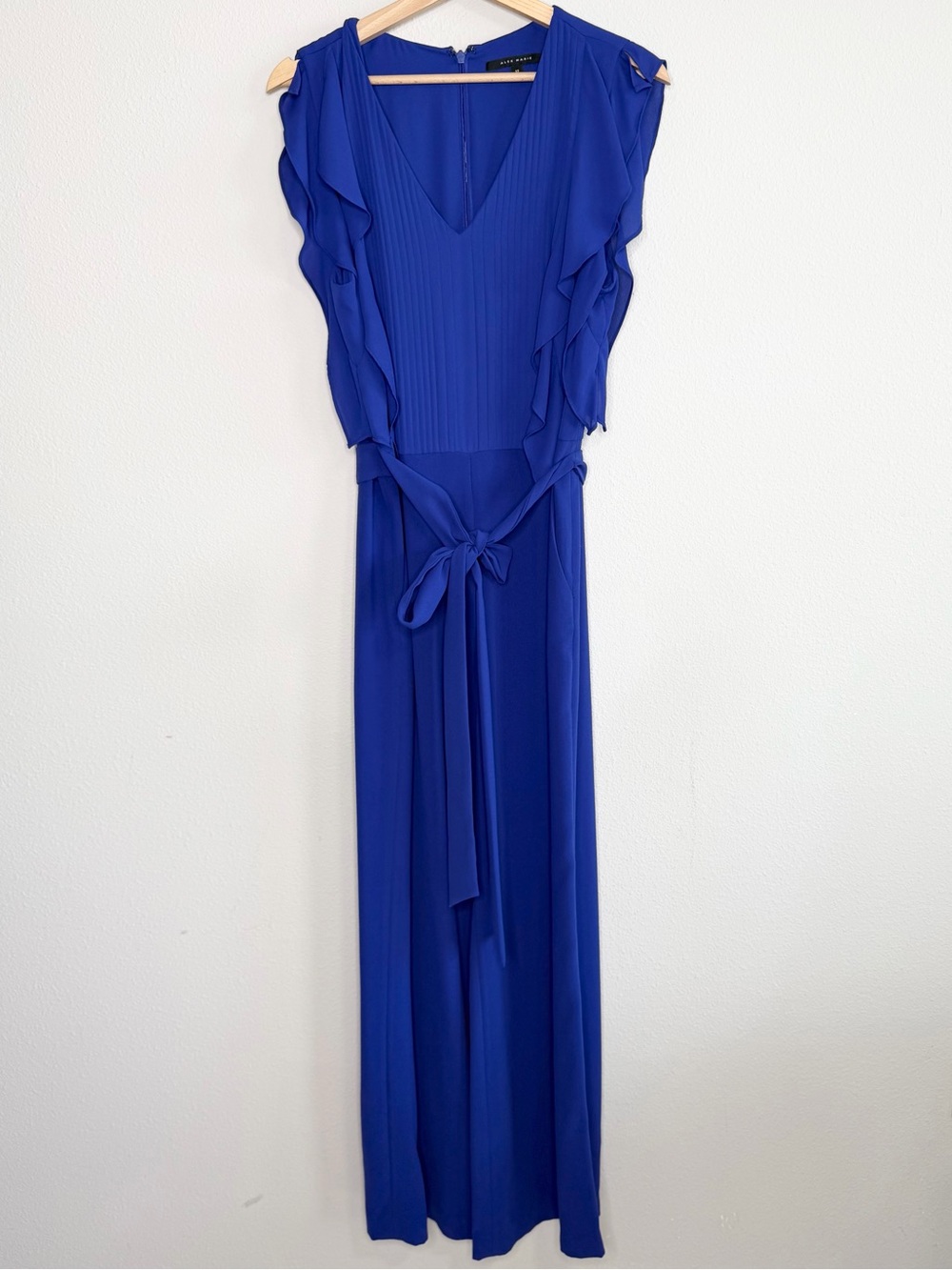 Alex Marie Cobalt Blue V-Neck Jumpsuit Size 12